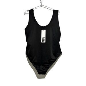 NWT Rebdolls Womens Essential Tank Swimsuit Black 3X Self Bra Body Swimsuits